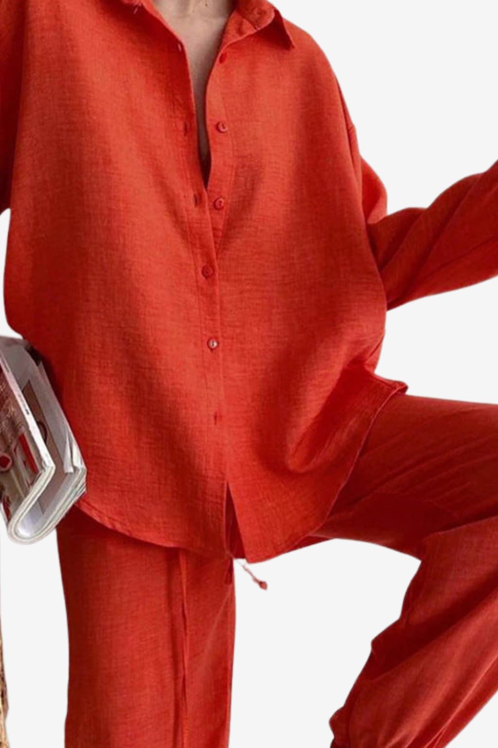 Women’s Linen Shirt and Wide-Leg Trouser Set