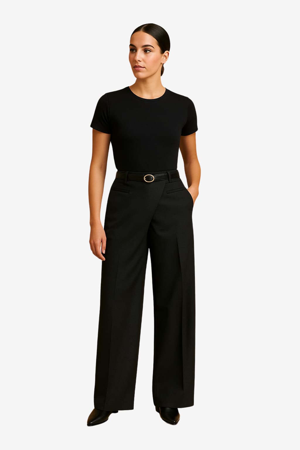 Women's Asymmetrical Wrap Belted Trousers Loose Fit