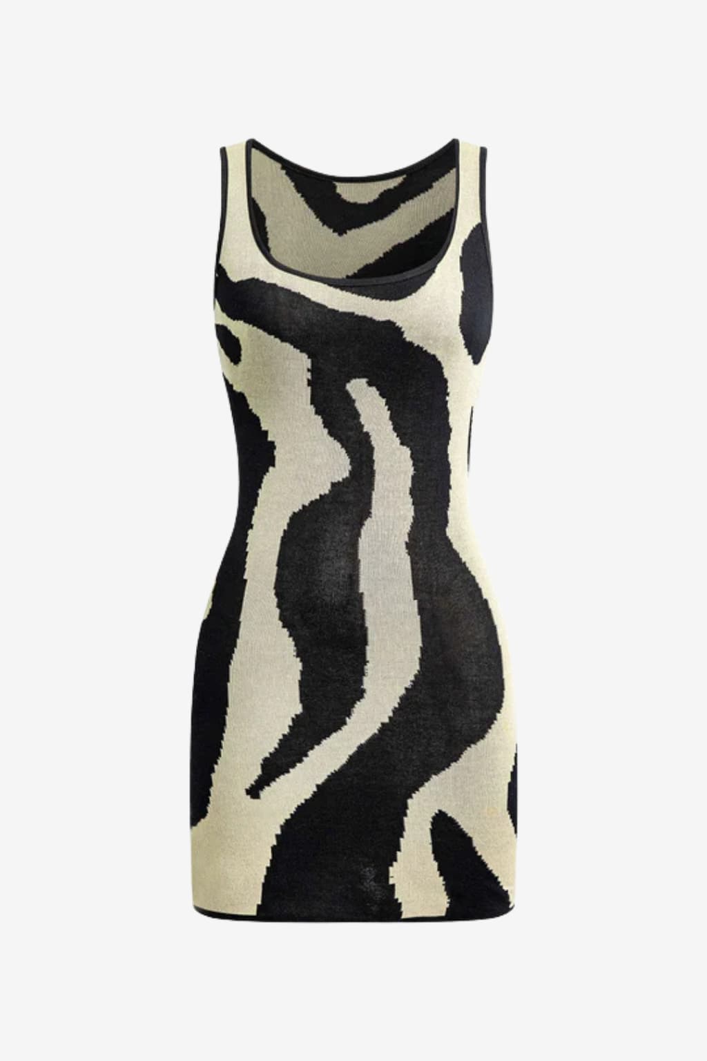 Women's Sleeveless Knit Mini Dress Fitted Multicolour Pattern