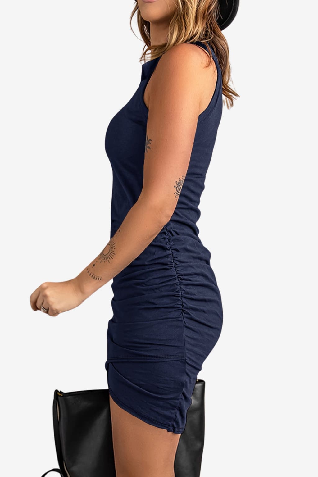 Women’s Sleeveless Bodycon Mini Dress with Ruched Side