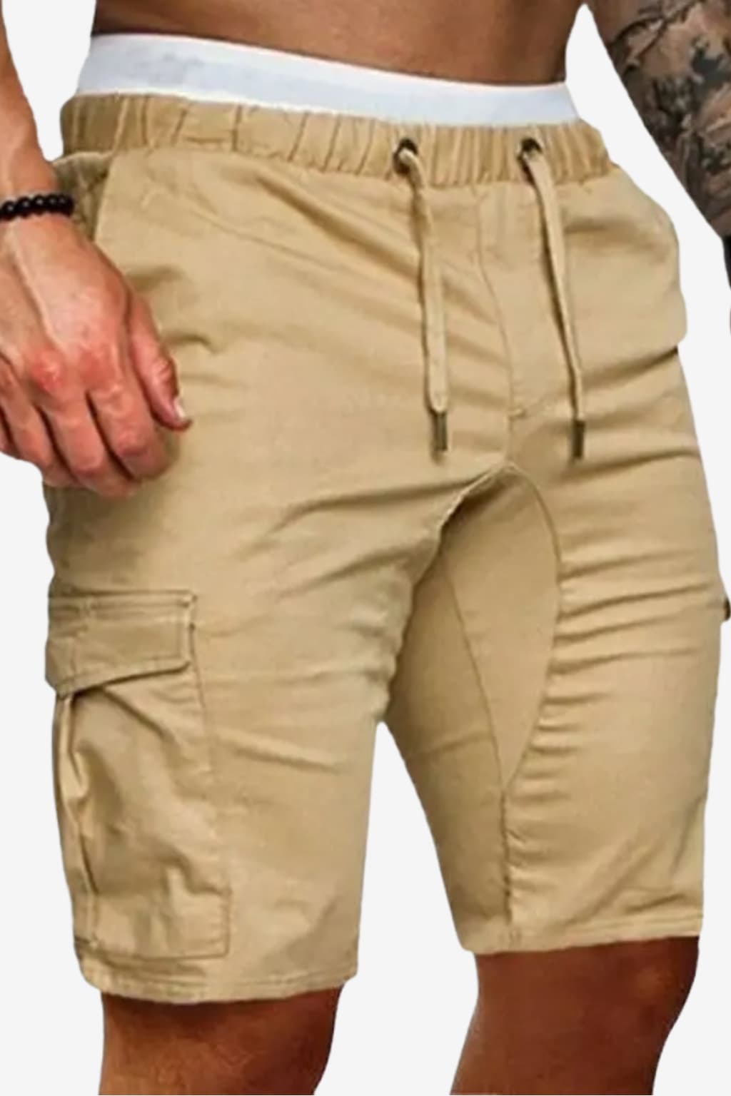 Men’s Cargo Shorts with Pockets Elastic Waist Knee Length