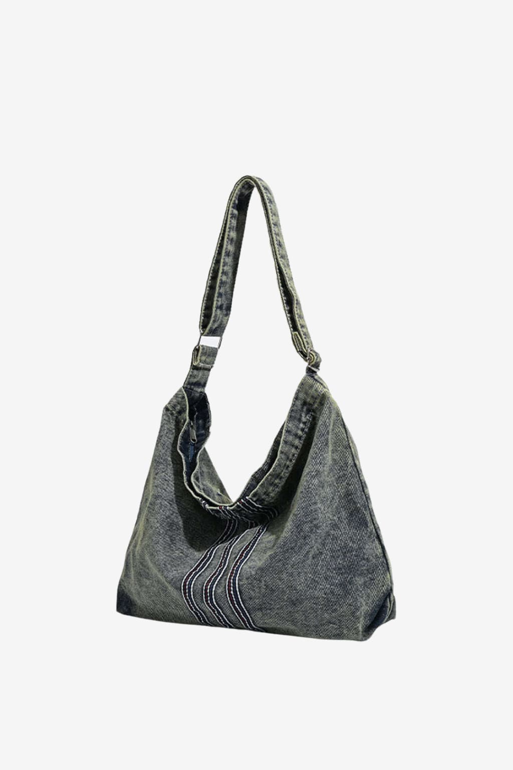 Women's Washed Denim Hobo Cross-Body Bag