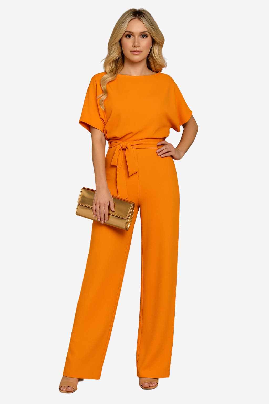 Women's Belted Wide-Leg Jumpsuit, Lightweight Crepe, All - Season