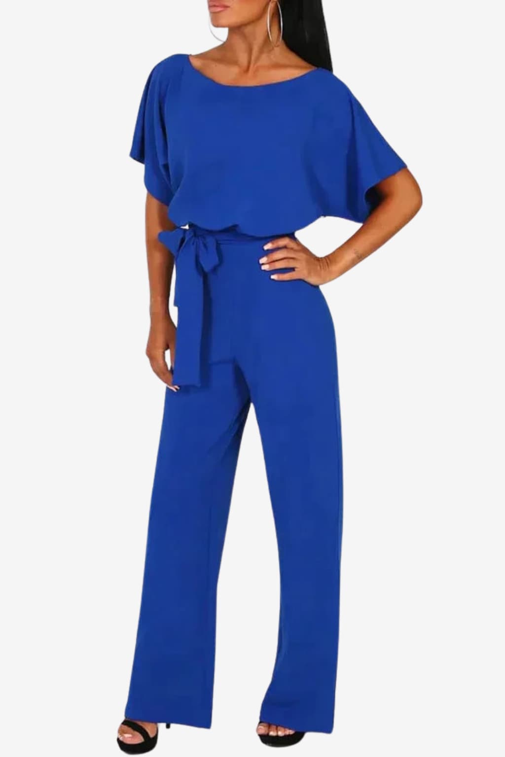 Women's Belted Wide-Leg Jumpsuit, Lightweight Crepe, All - Season