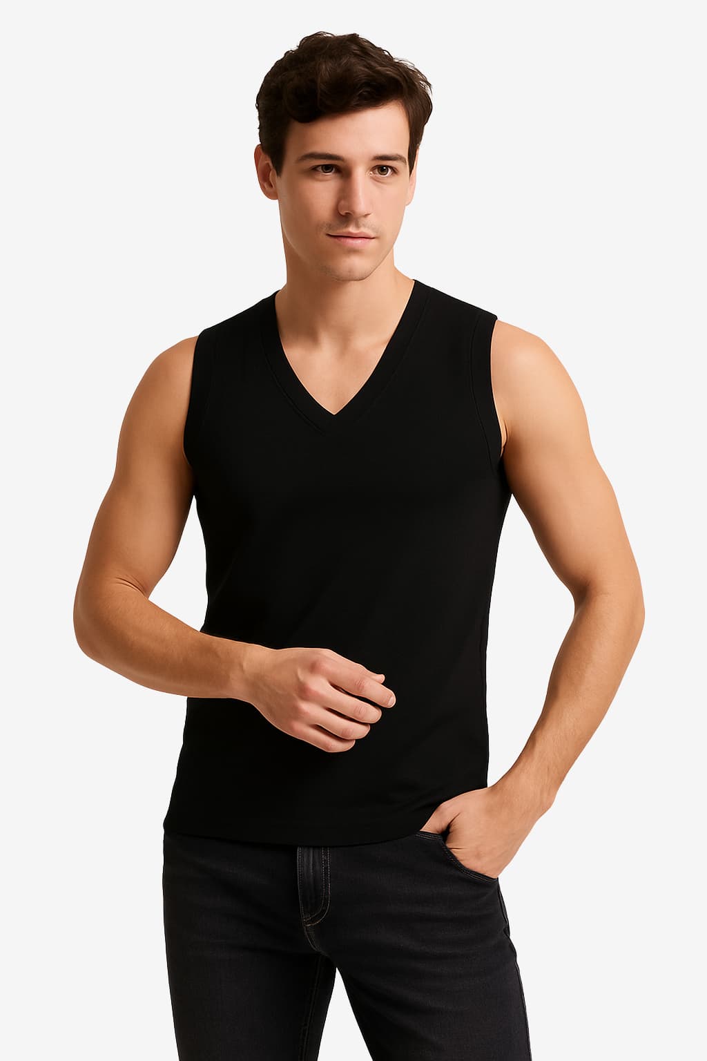 Men’s Sleeveless V-Neck Summer Shirt Lightweight Fit
