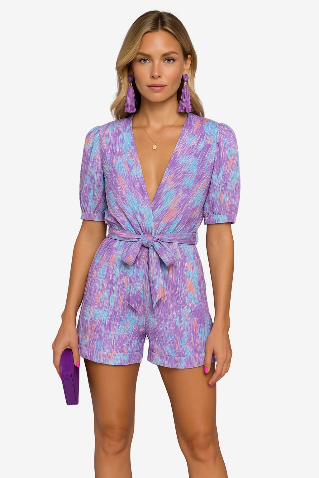 Women's Lightweight Belted Jumpsuit, Colourful All - Season Romper