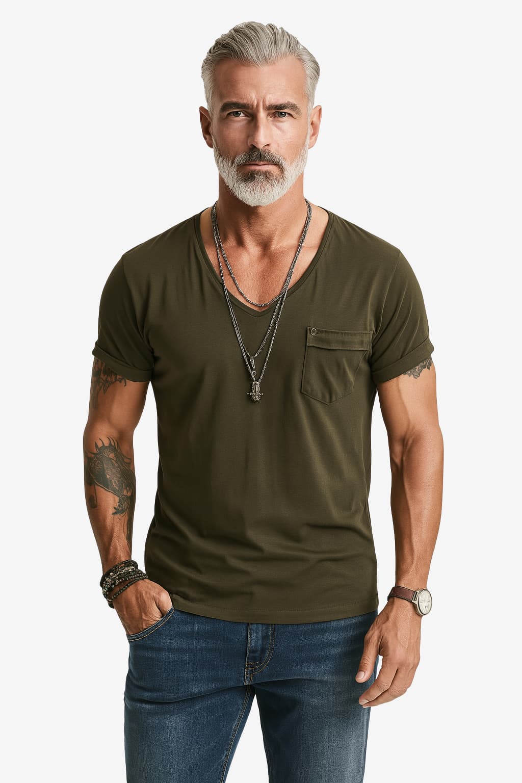 Men’s Crew Neck T-Shirt Short Sleeve Cotton Look