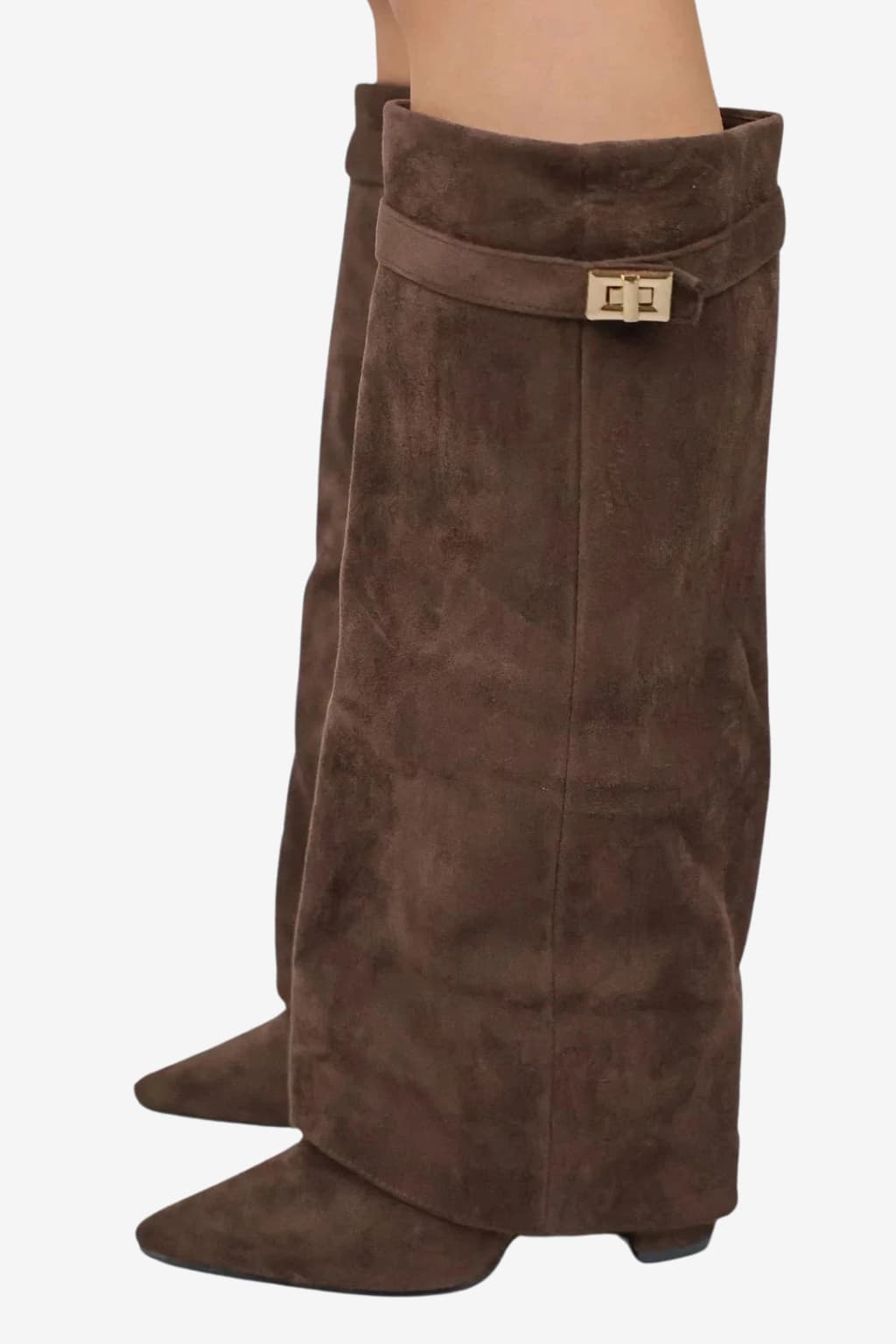 Women’s Suede Ankle Boots with Block Heel and Zip