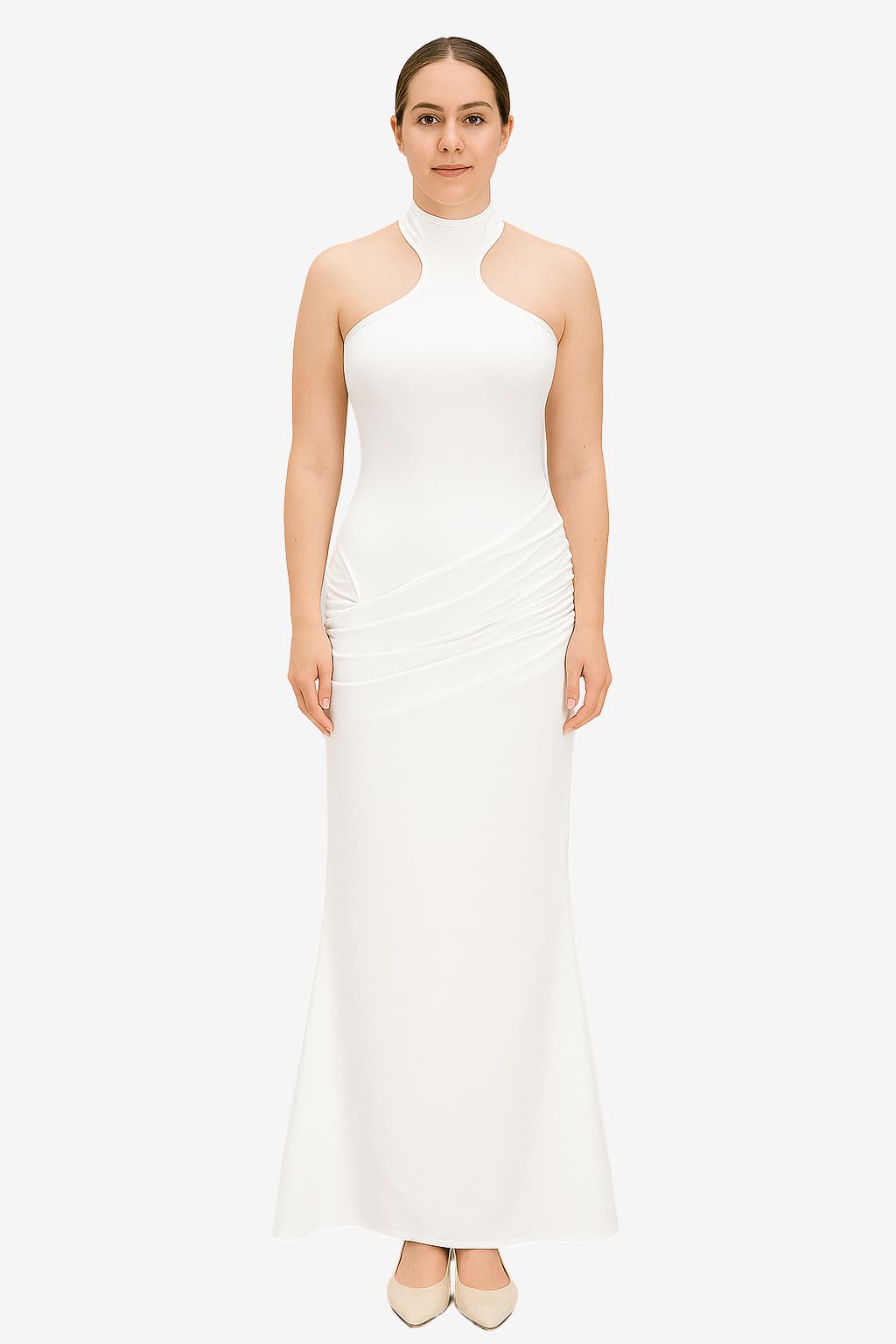 Women's  Sleeveless Halter-Neck Fitted Maxi Dress