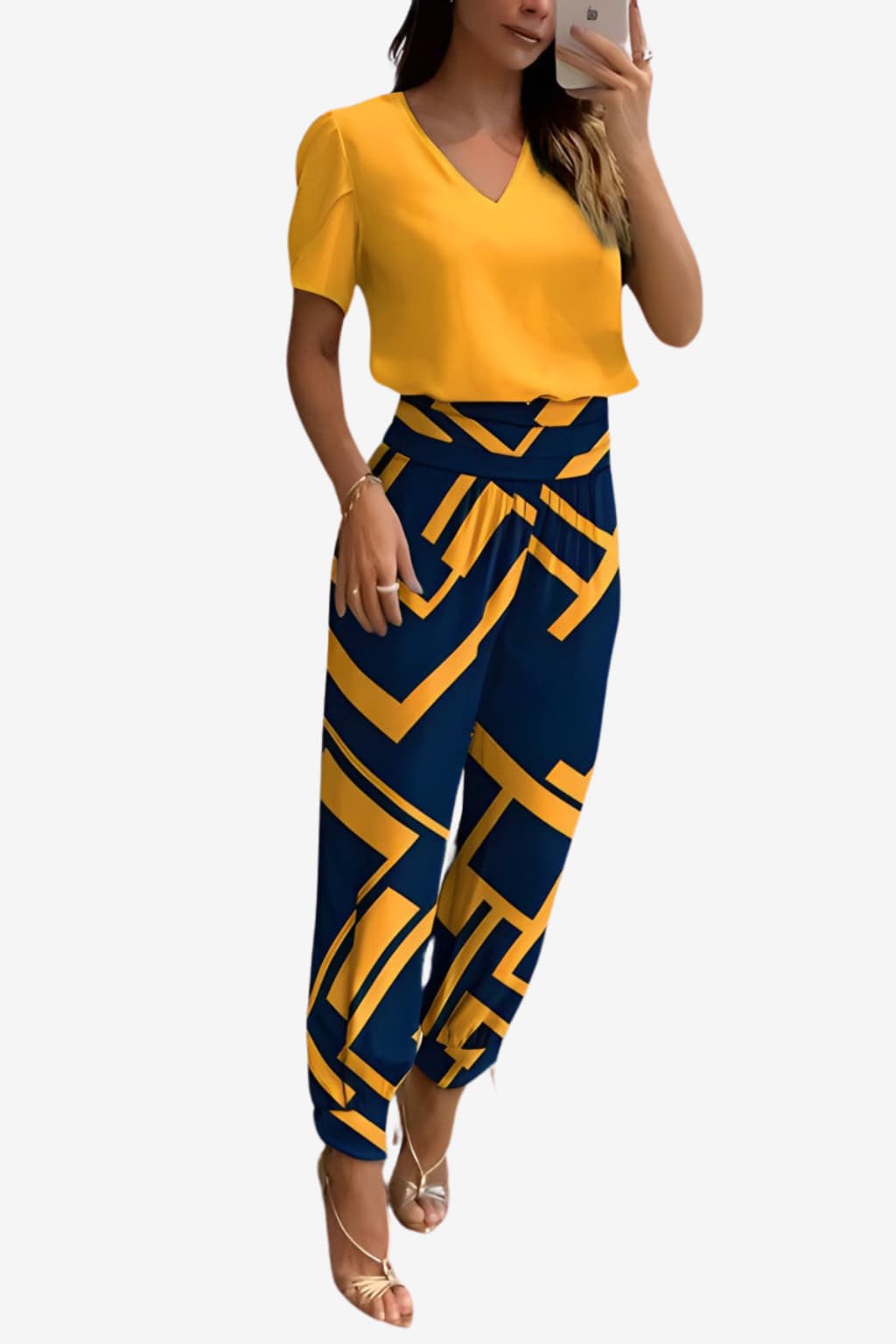 Women’s Blouse and High-Waisted Trousers Set