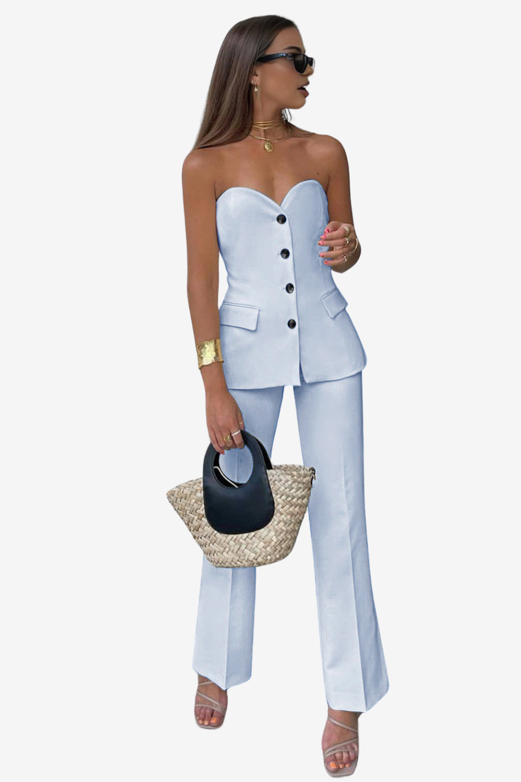 Women’s Strapless Corset - Top &amp; Flared Trousers Set