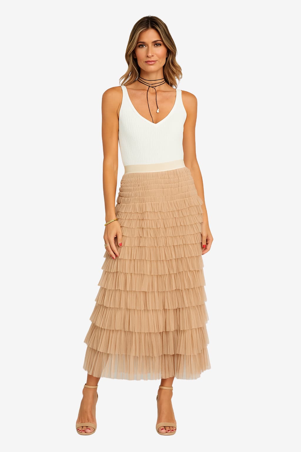 Women’s Tiered Maxi Skirt High Waist Flowy Style