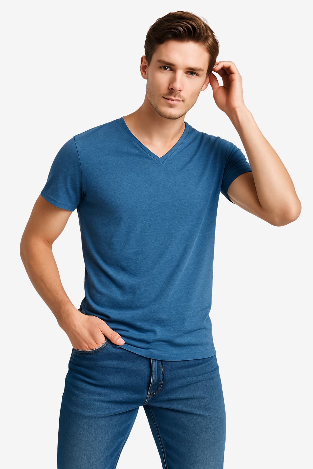 Men’s V-Neck Short Sleeve T-Shirt Casual Fit Top
