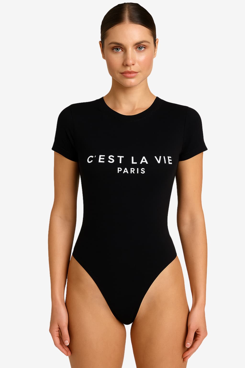 Women’s Graphic Bodysuit Short Sleeve Round Neck Fit