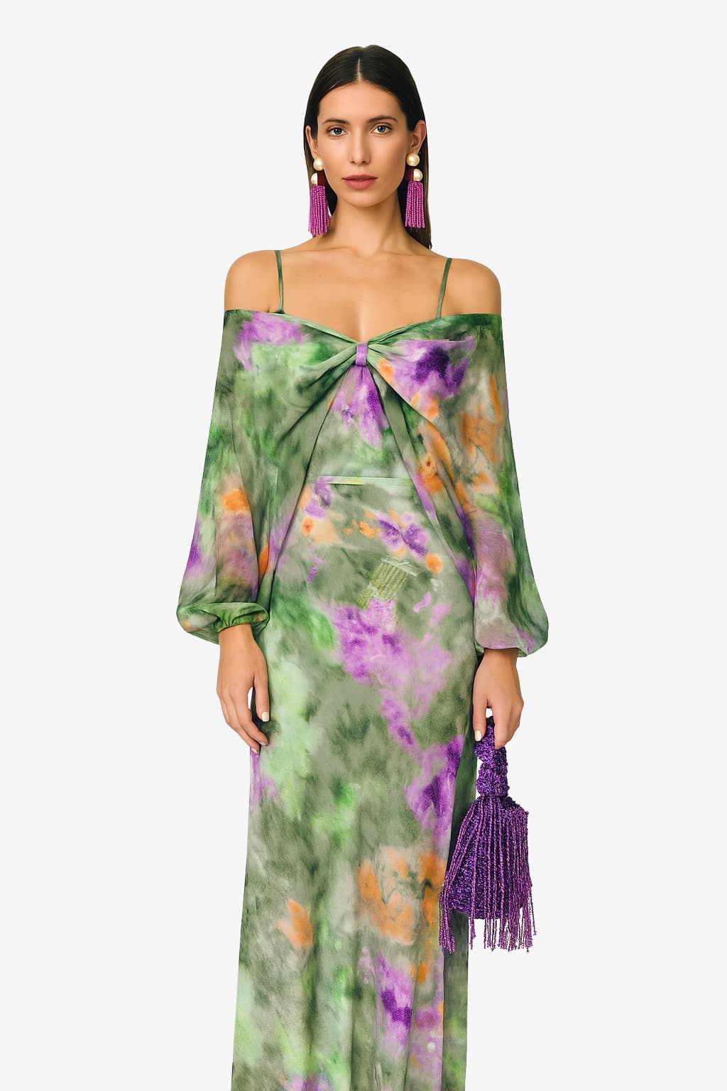 Women’s Flowy Maxi Dress Long Sleeve Open Back