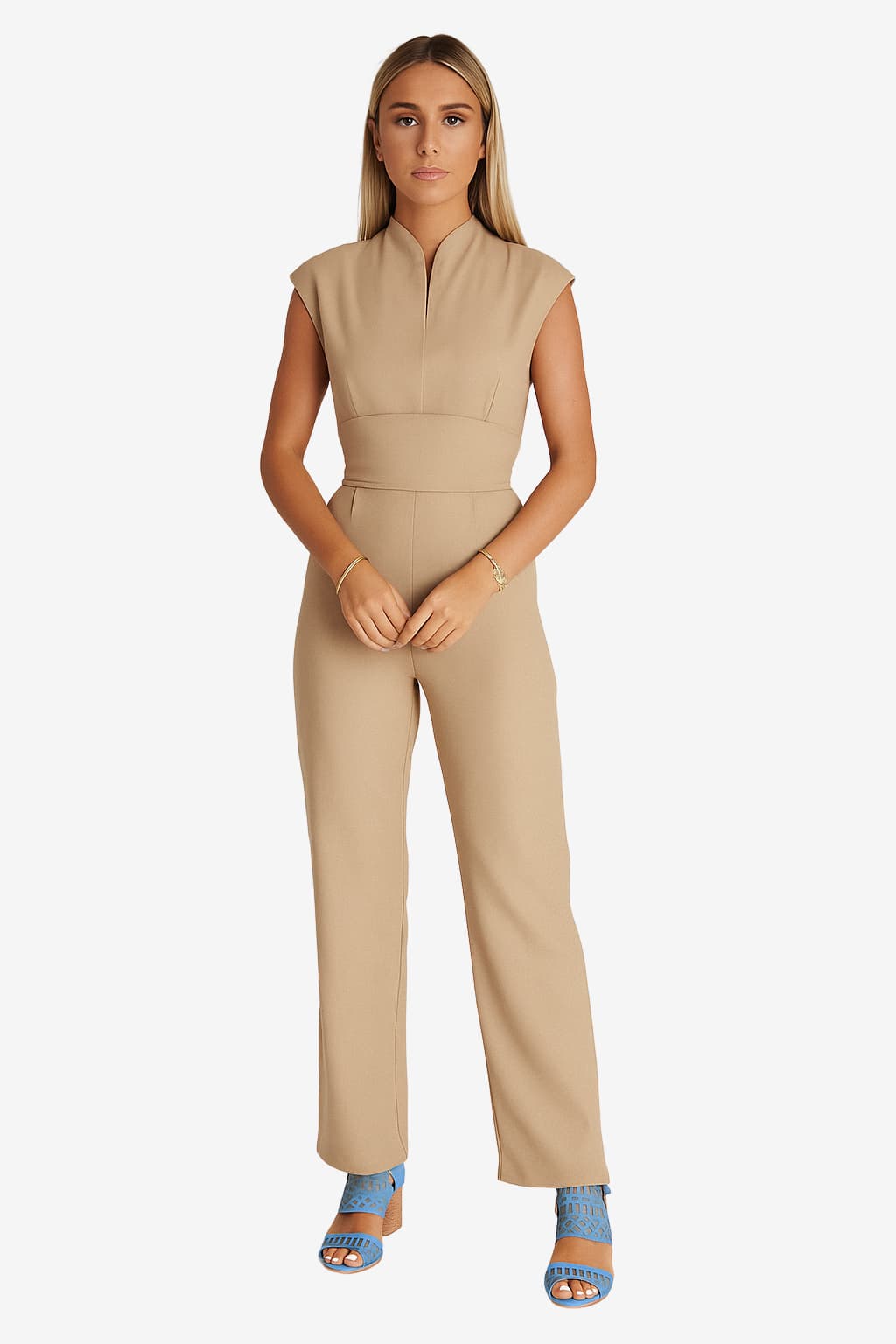 Women’s Sleeveless Wide Leg Jumpsuit High Neck