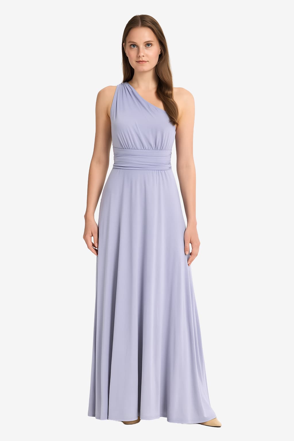 Women's One-Shoulder Maxi Dress with Ruched Waist