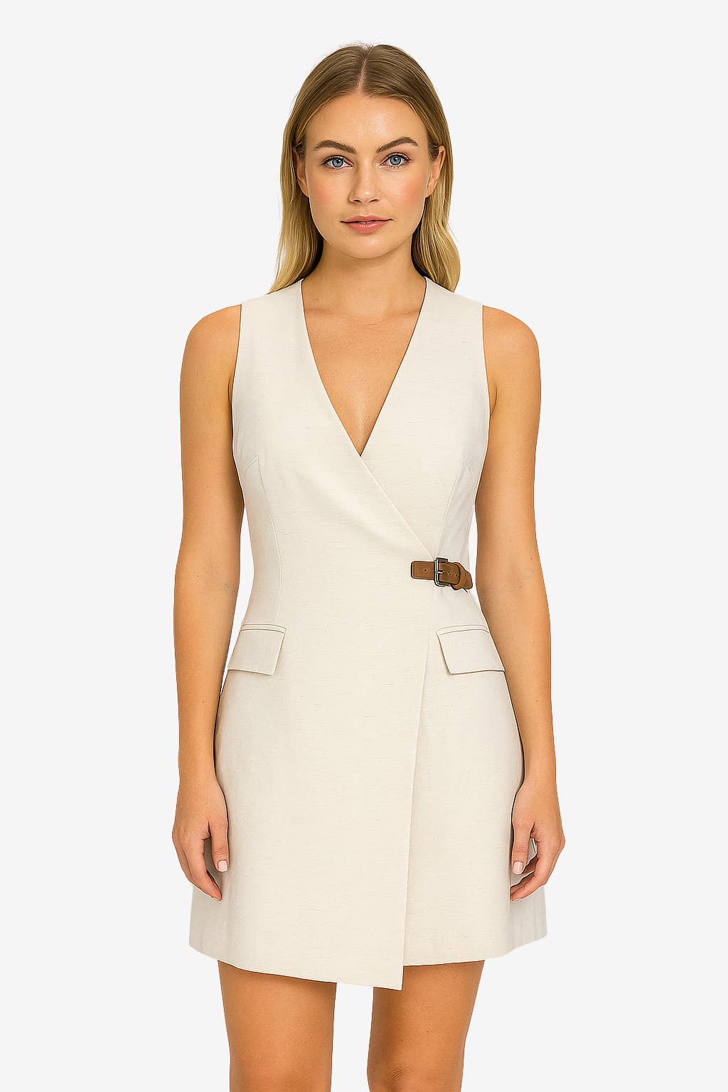 Women's V-Neck Sleeveless Wrap Mini Dress