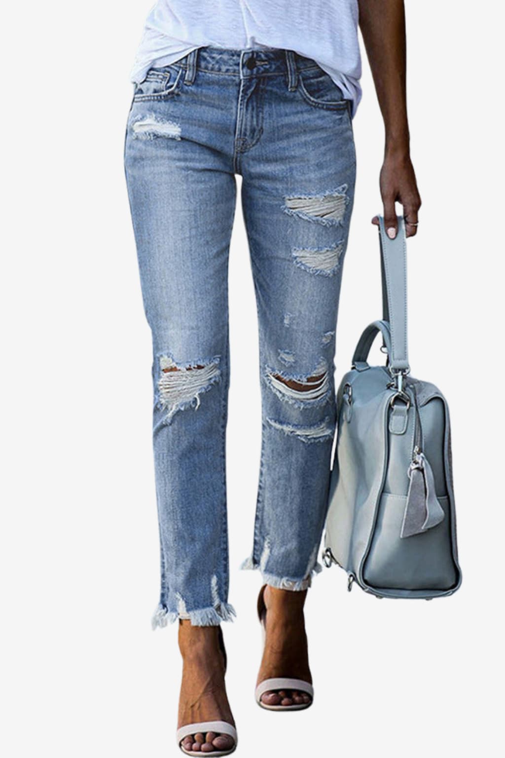 Women’s Ripped Slim-Fit High-Waist Denim Jeans