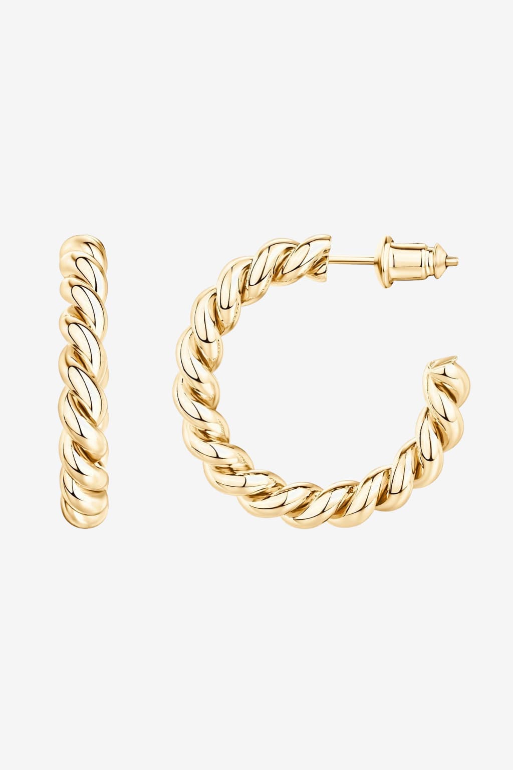 Women’s Twisted Hoop Earrings Gold or Silver Finish