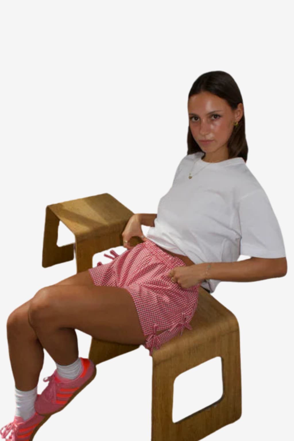 Women’s High Waisted Gingham Shorts with Side Bows