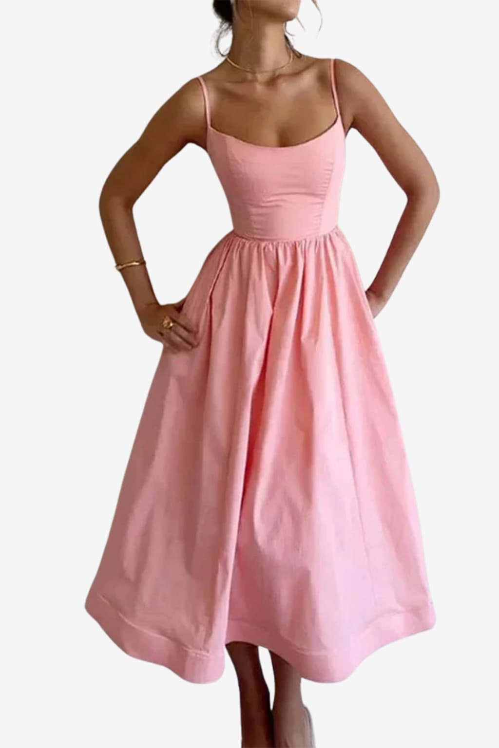 Women’s Midi Dress A-Line Fit with Spaghetti Straps