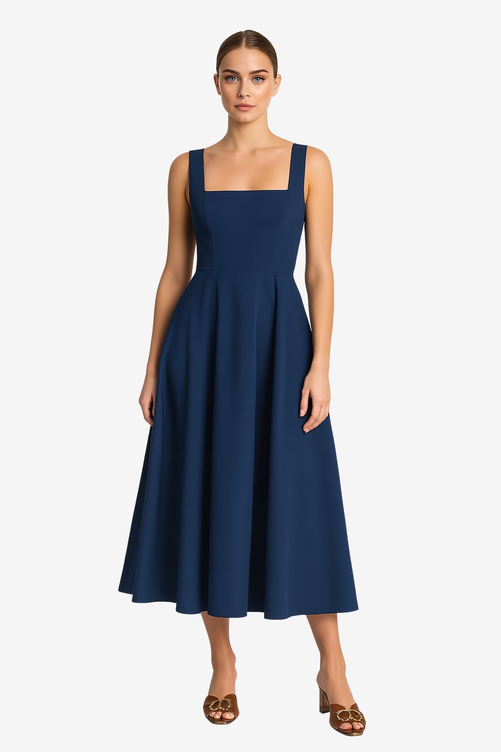 Women’s Square Neck Maxi Dress Sleeveless A-Line Fit