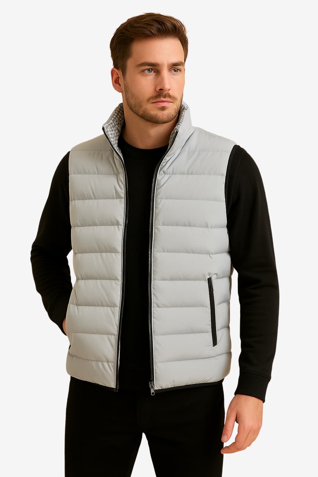 Men’s Lightweight Quilted Gilet with Zip and Pockets