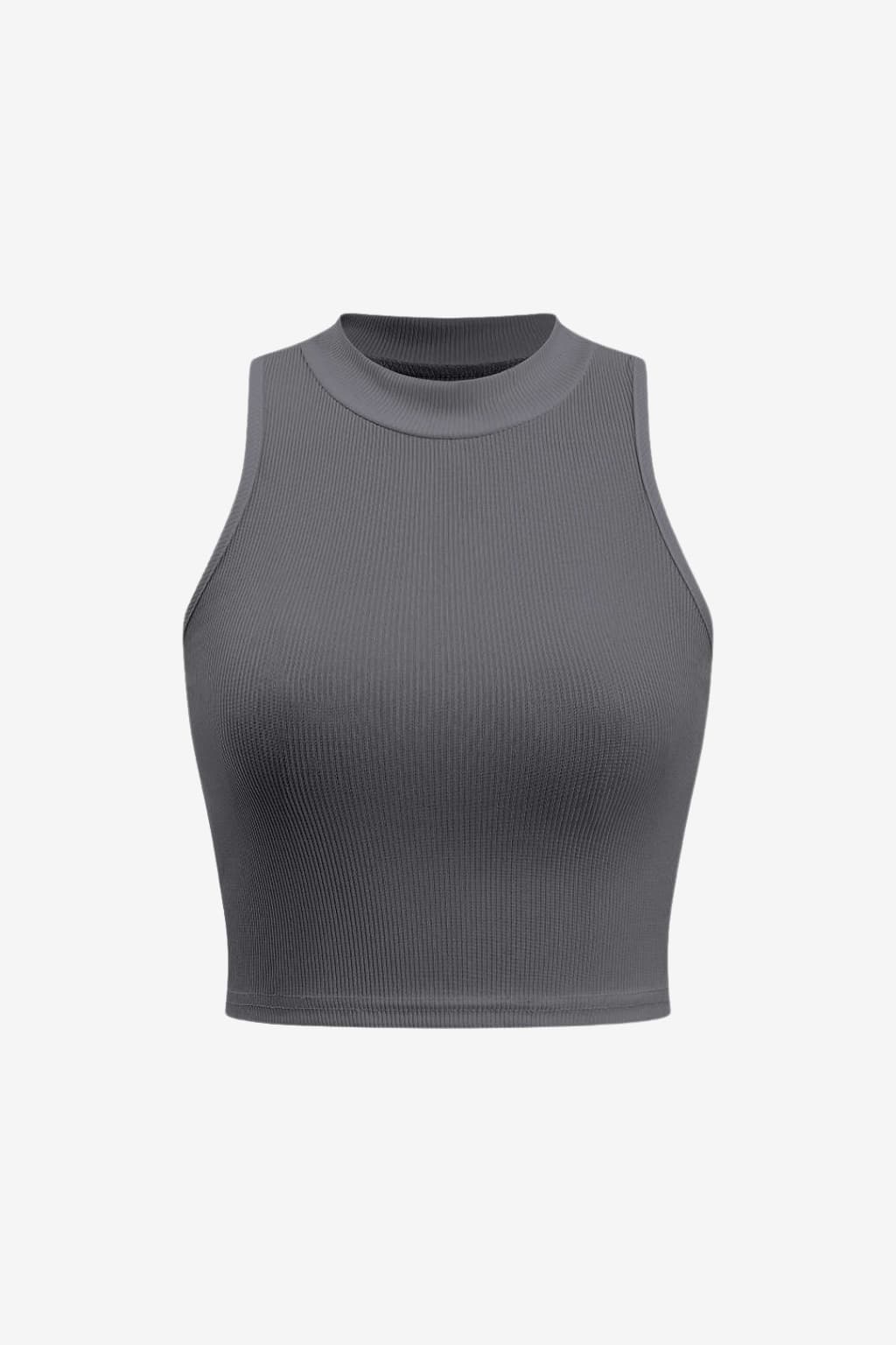 Women’s Ribbed Sleeveless Crop Top High Neck Knit Vest
