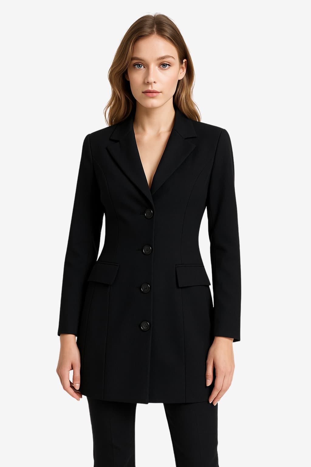 Women’s Black Blazer Mini Dress Long Sleeve V-Neck