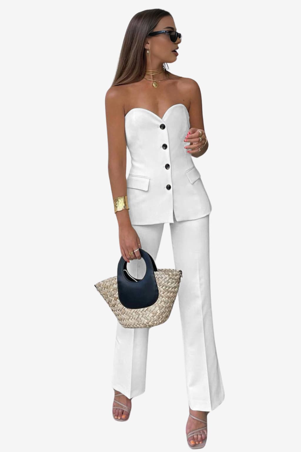 Women’s Strapless Corset - Top &amp; Flared Trousers Set