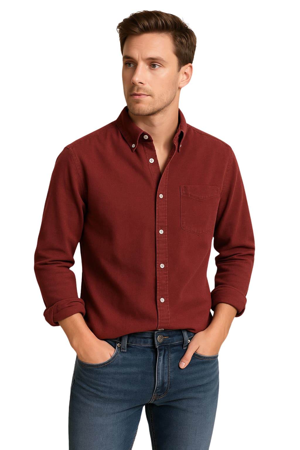 Men’s Long Sleeve Button-Up Shirt Classic Fit Casual