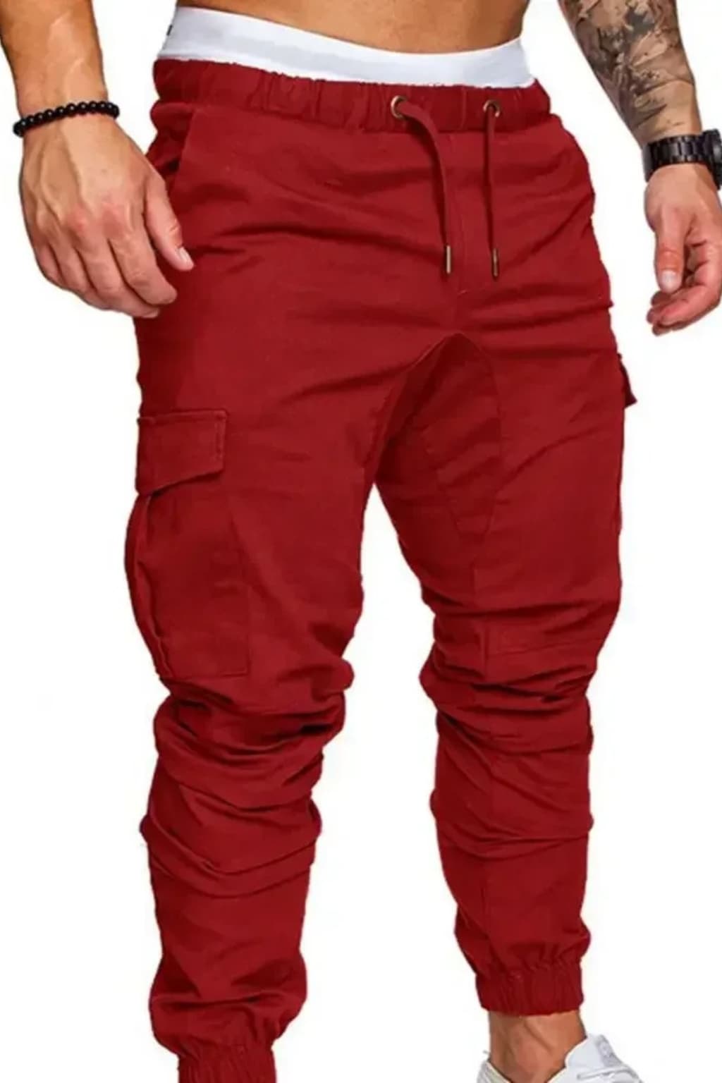 Men’s Cargo Joggers with Drawstring Waist and Cuffs