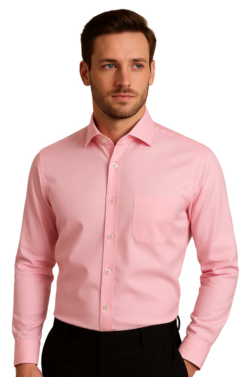 Men’s Wrinkle-Free Stretch Shirt Slim Fit Long Sleeve