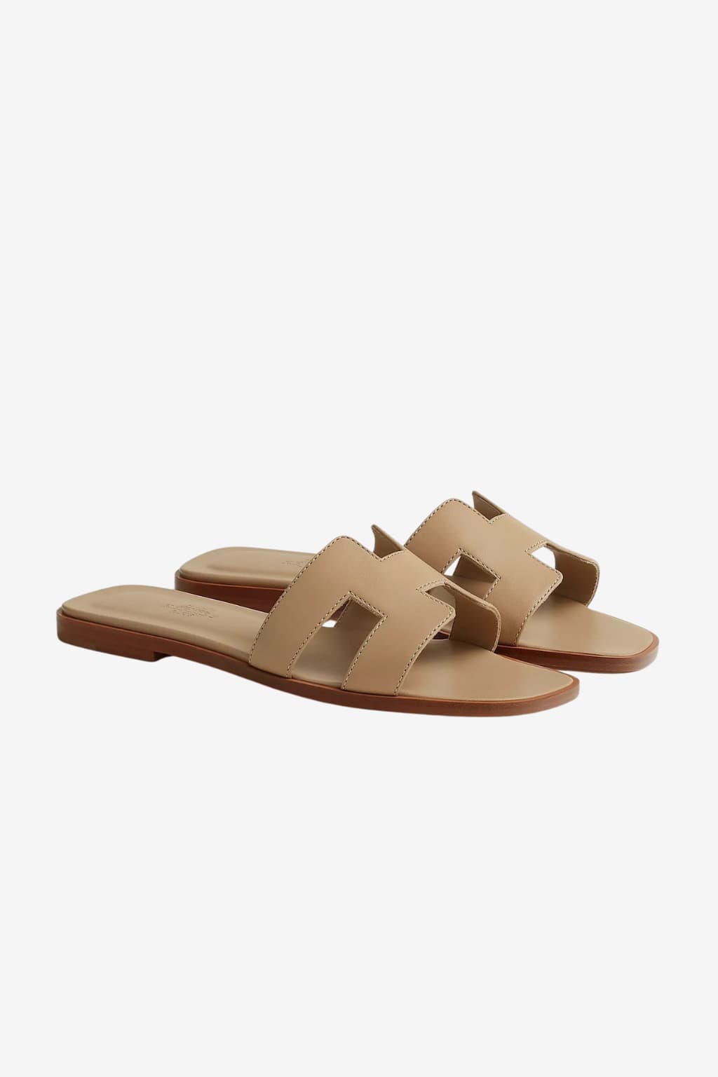 Women's Leather Flat Sandals H Cutout Slip-On Summer