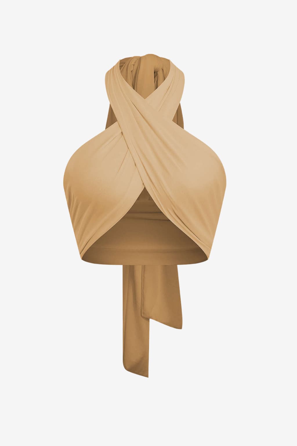 Women's Cross Halter Crop Top Fitted Jersey