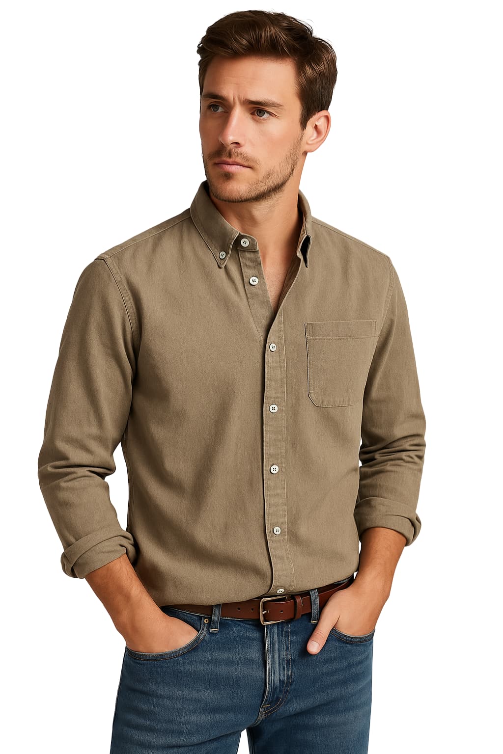 Men’s Long Sleeve Button-Up Shirt Classic Fit Casual