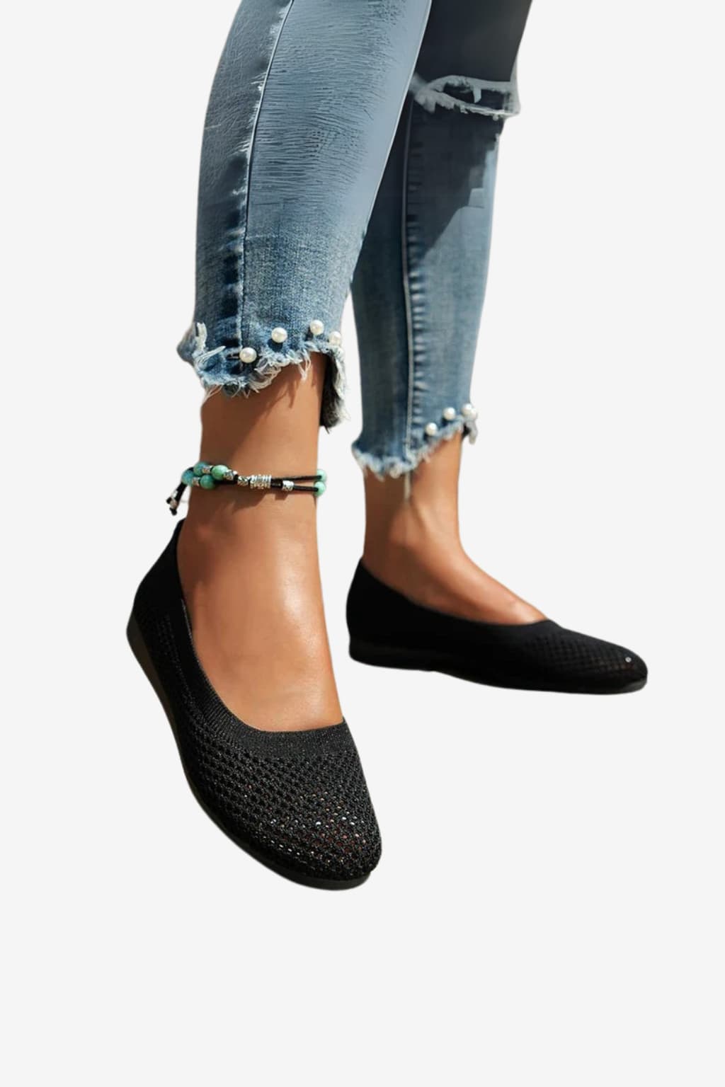 Women's Breathable Mesh Slip - On Knit Ballet Flats