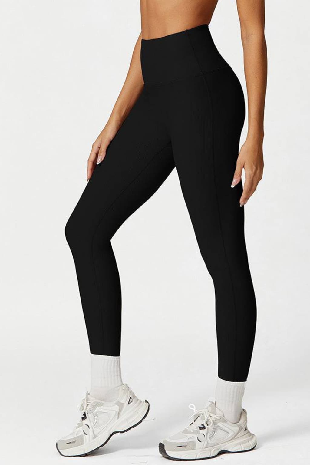 Women’s High Waist Ribbed Gym Leggings Full Length