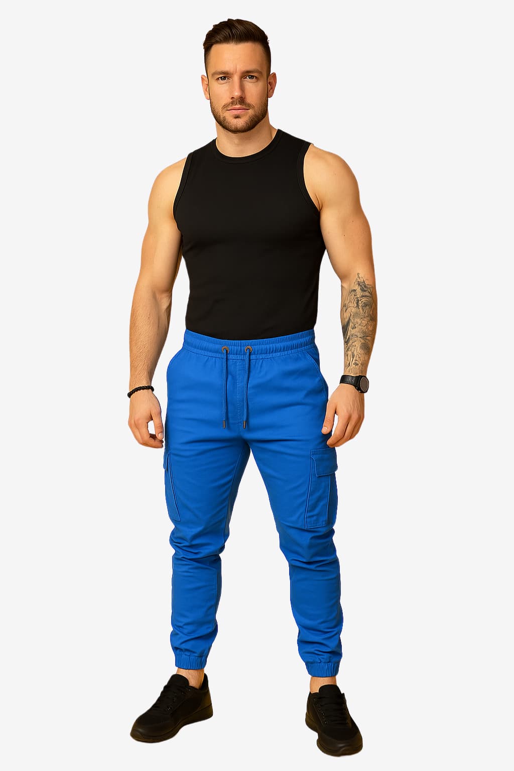 Men’s Cargo Joggers with Drawstring Waist and Cuffs