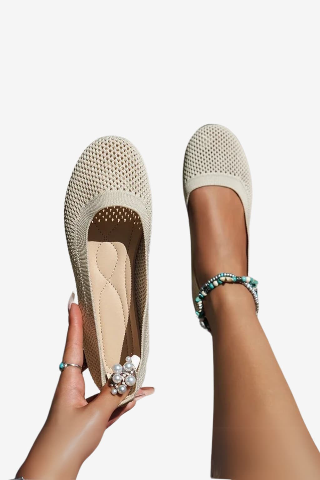 Women's Breathable Mesh Slip - On Knit Ballet Flats