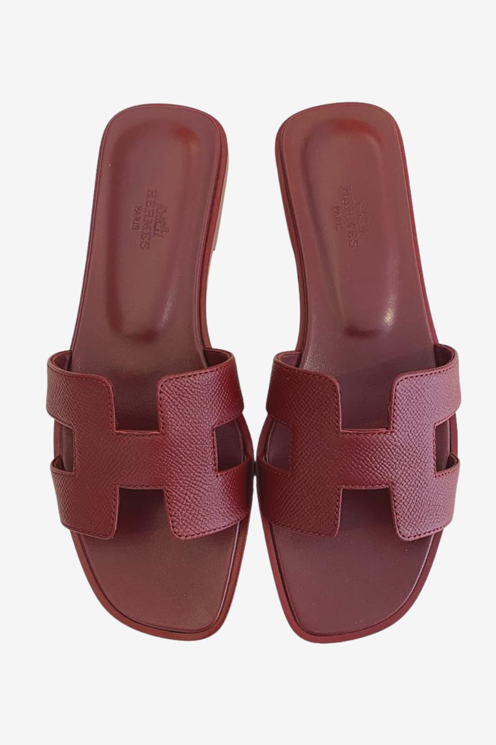 Women's Leather Flat Sandals H Cutout Slip-On Summer