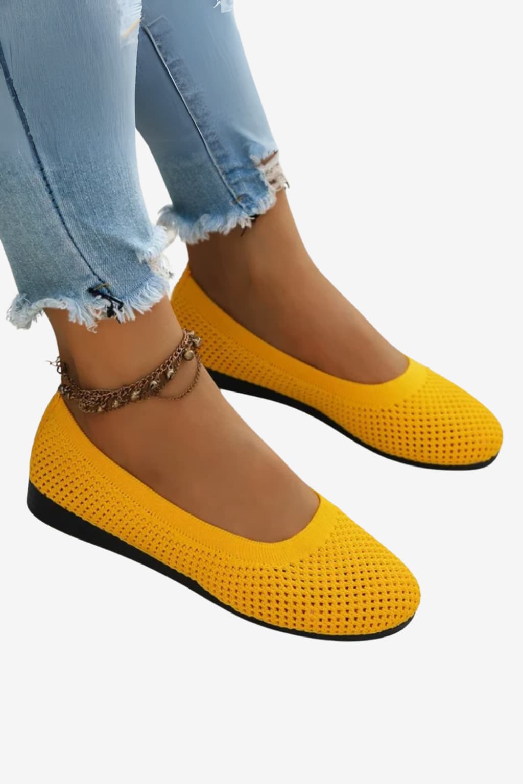 Women's Breathable Mesh Slip - On Knit Ballet Flats