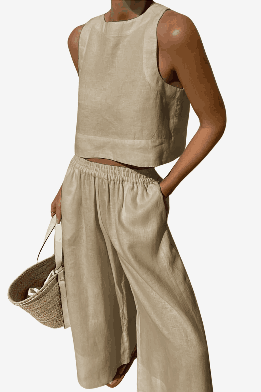 Women's Linen Two-Piece Set - Lightweight Summer Outfit