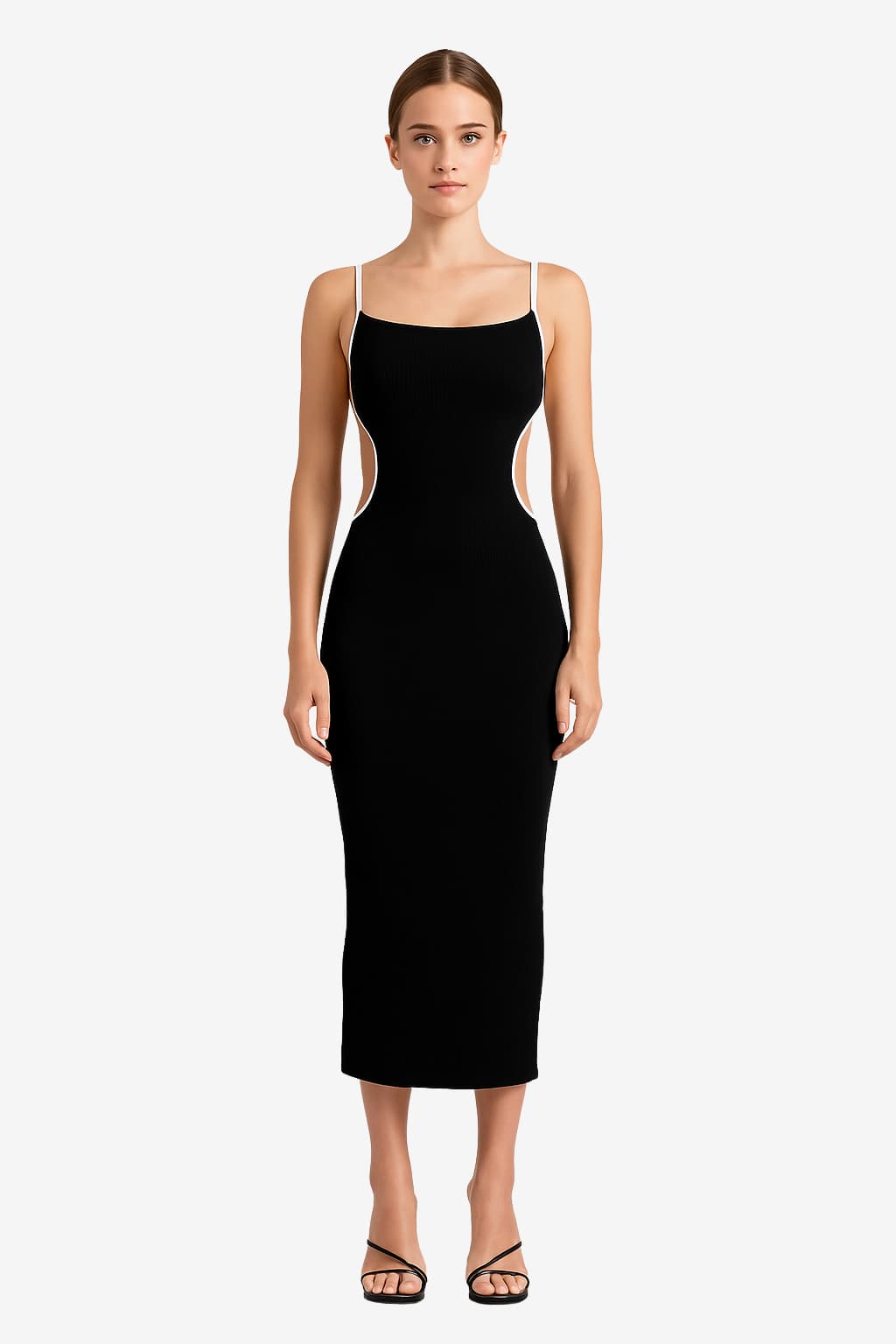 Women's Bodycon Midi Dress with Cutouts