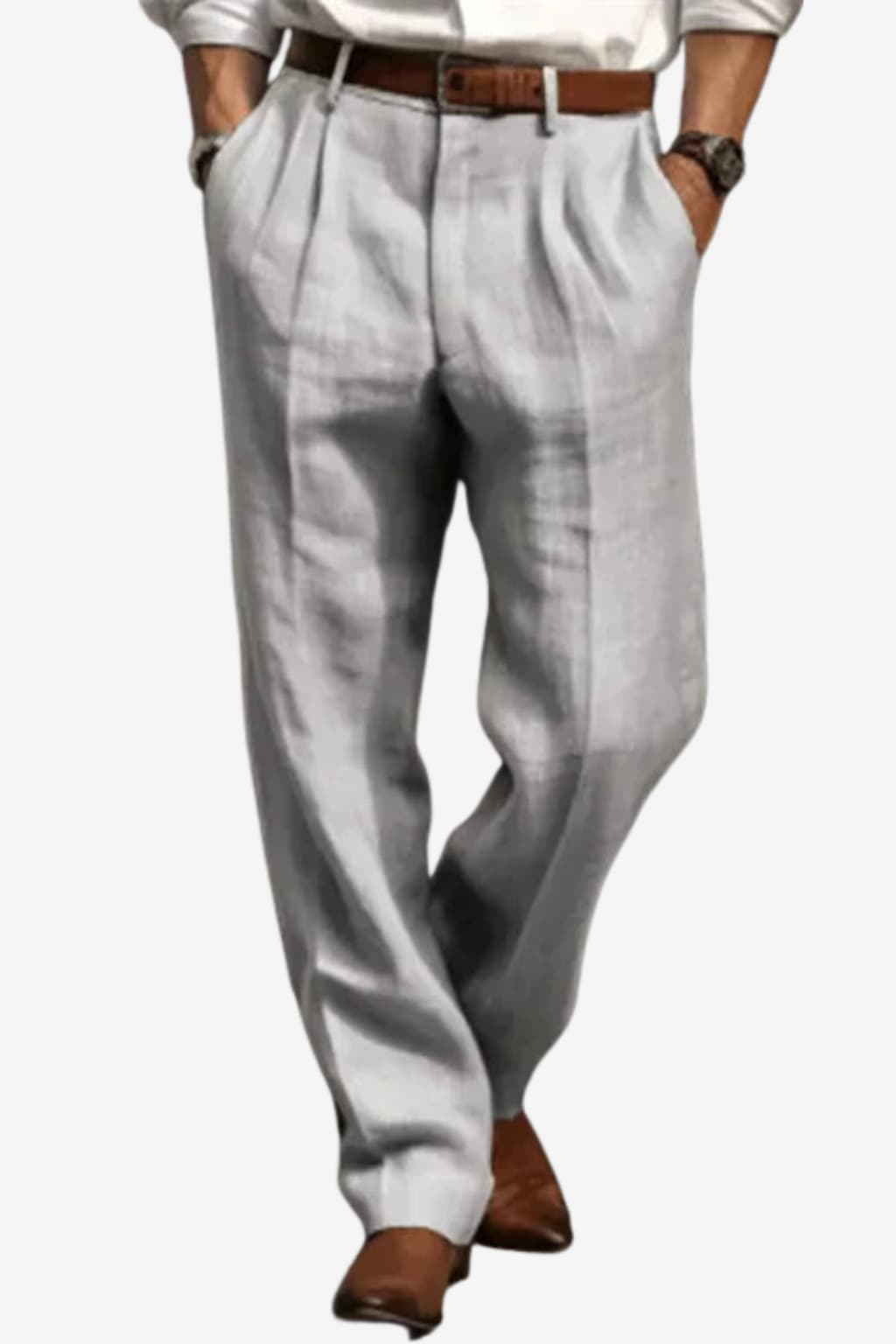 Men’s Pleated Linen - Slim Fit Trousers