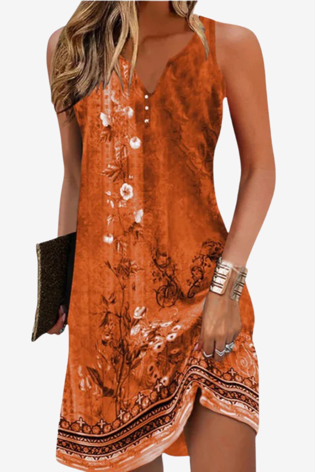 Women's Floral Summer Dress V-Neck Sleeveless A-Line Mini