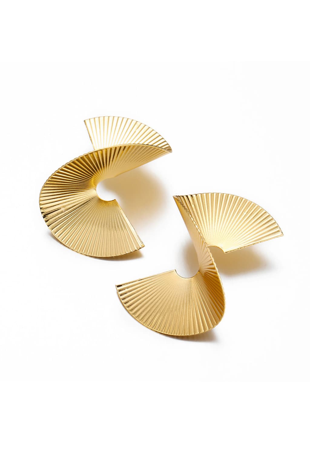 Women's Gold-Tone Pleated Metal Statement Earrings