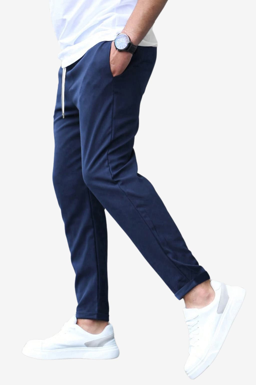 Men's Slim Fit Drawstring Trousers - Lightweight Cotton Blend