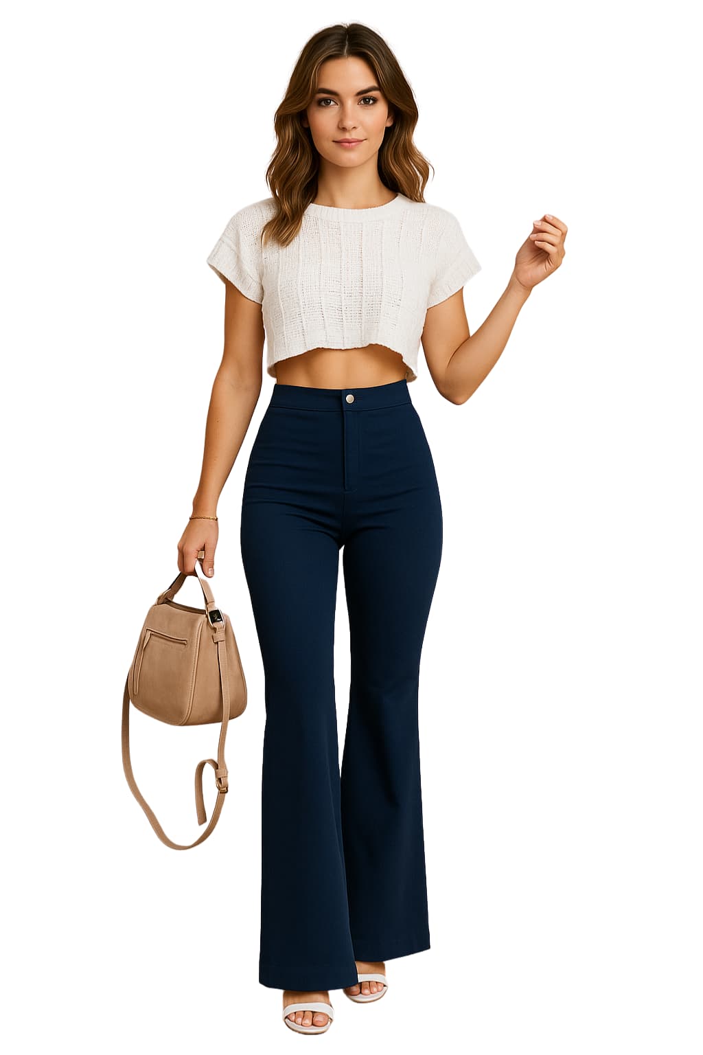 Women's High-Waisted Flared Corduroy Trousers